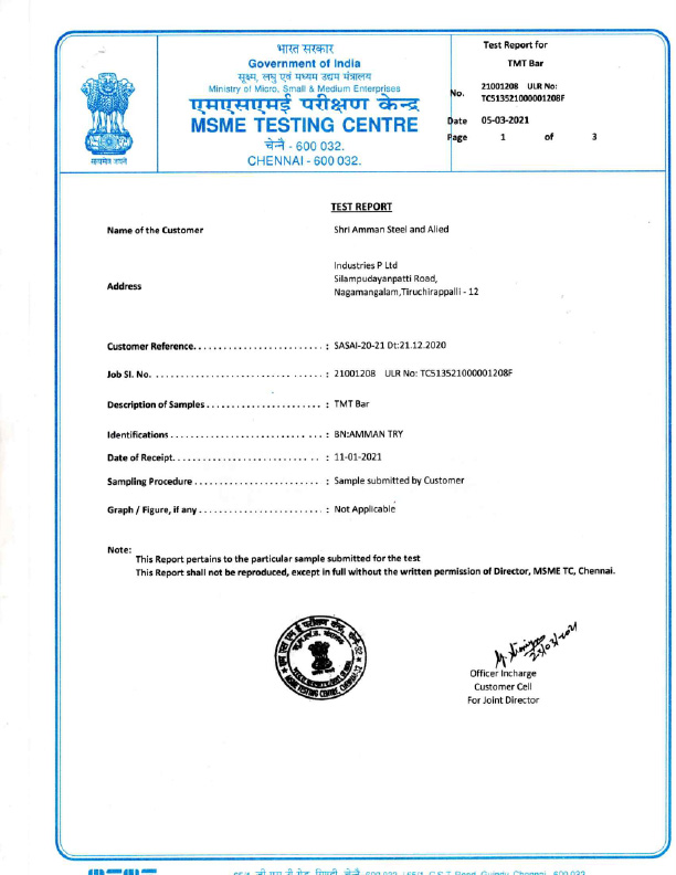 MSME Test Certificates